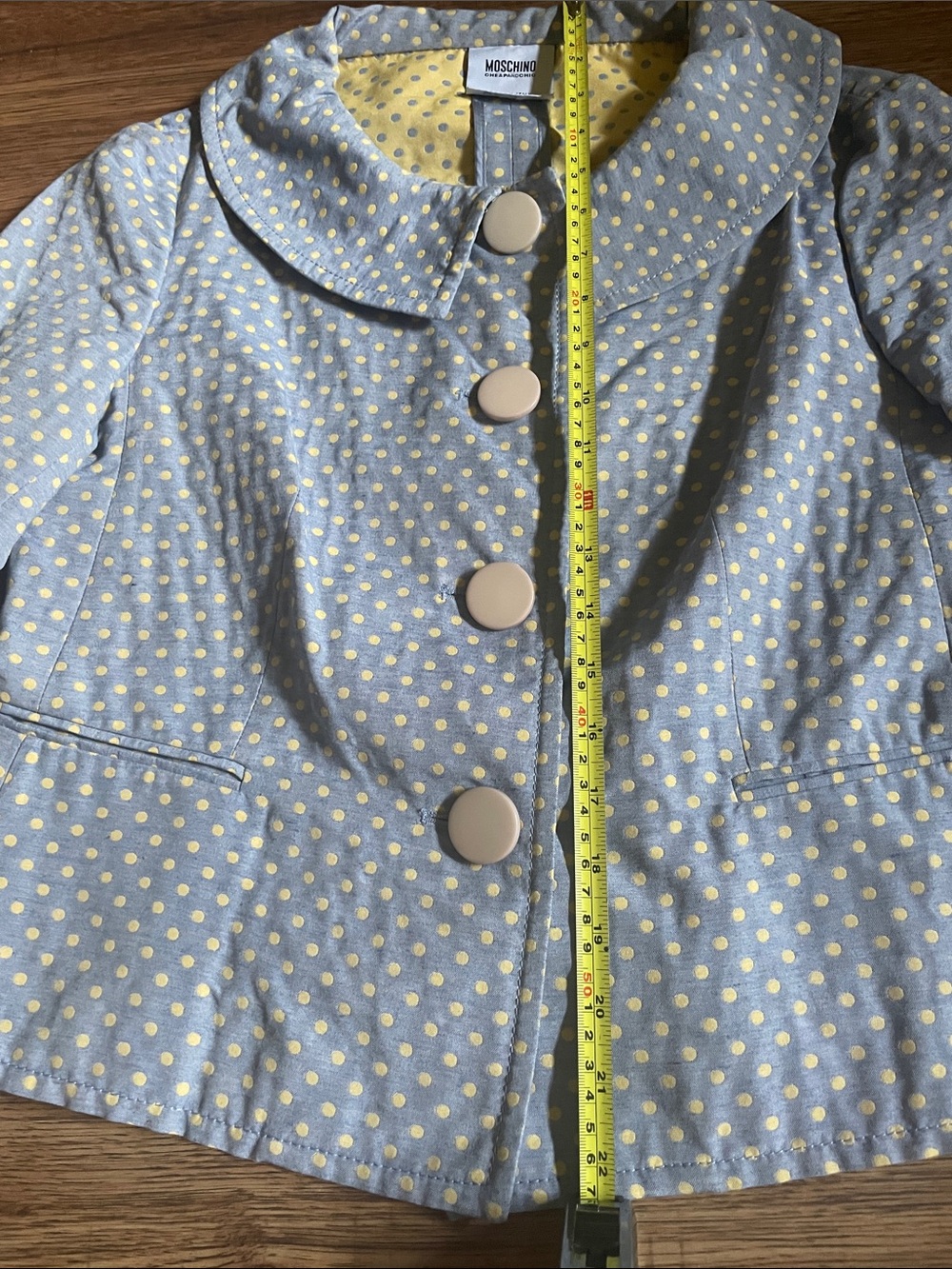 Moschino Cheap & Chic RARE 90s Blue Polka Dot Blazer & Skirt Set - Picture 10 of 12